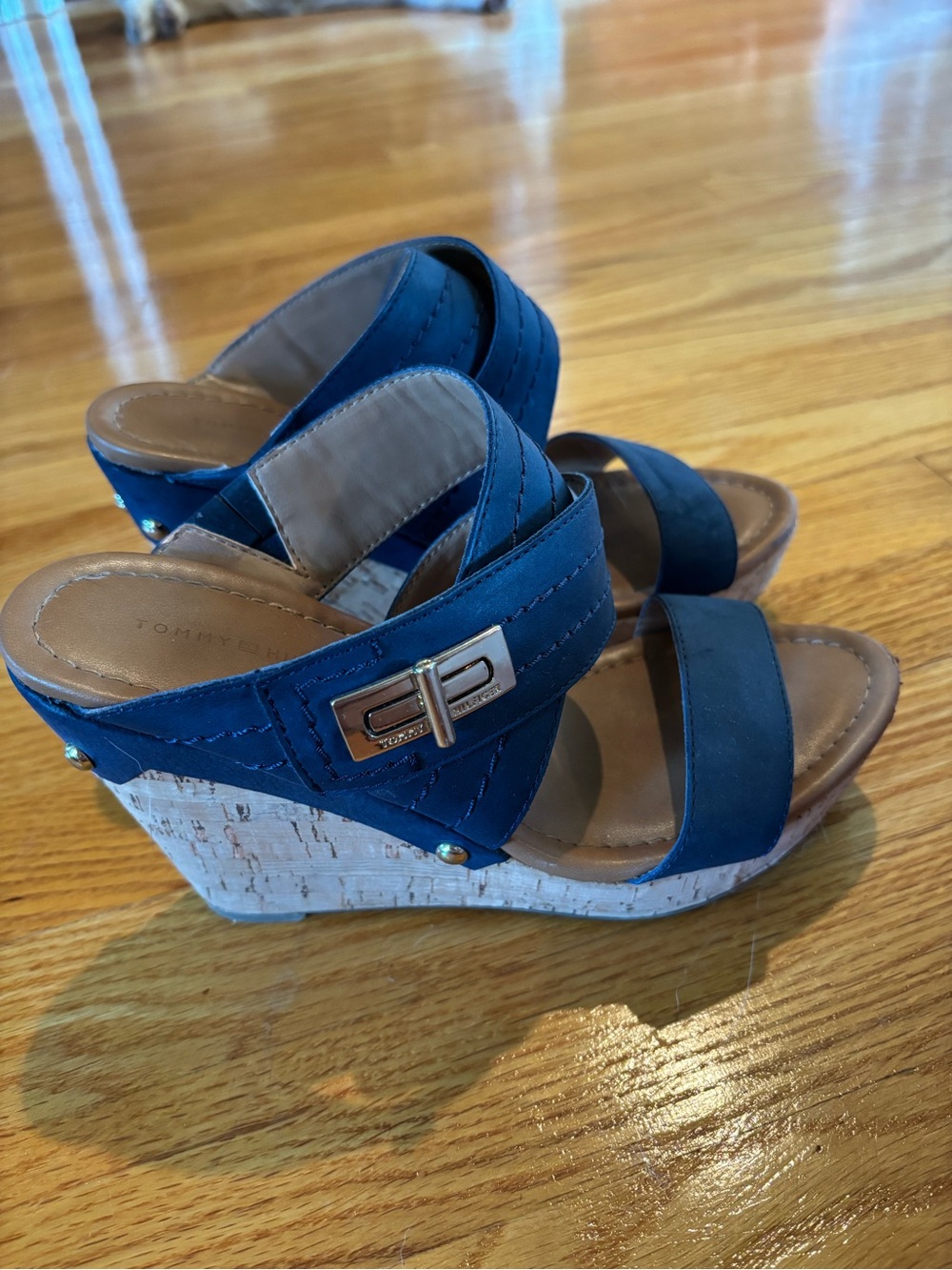 Woman’s Tommy Hilfiger Navy Blue Wedges with Cork Heel